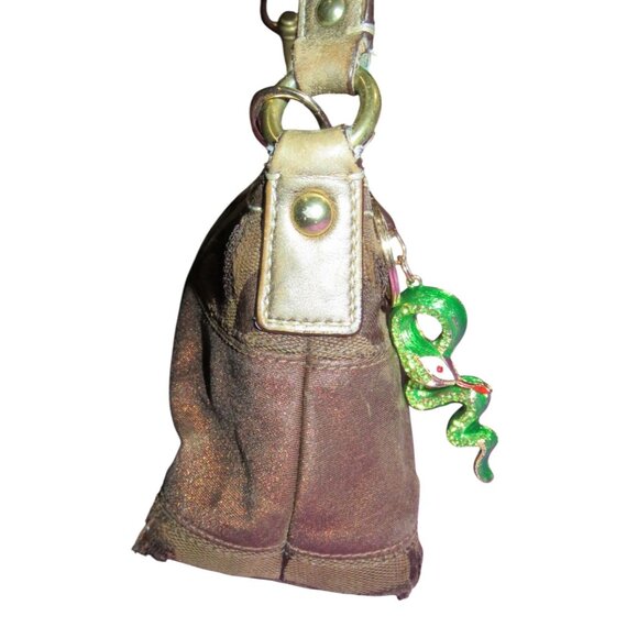 Coach 2007 Limited Edition Cursive Creed Brown Copper Stripe & Shimmer Demi Bag - Picture 3 of 10